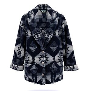 Vtg Lauren Ralph Lauren Navajo Aztec Fleece Jacket Womens Small Petite Southwest